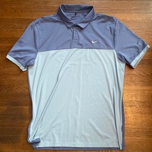 Nike golf standard fit dry fit size large polo shirt light blue and blue color